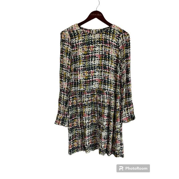 Zara Woman Geometric Design Multicolor Dress Size L Fit Flare Sophisticated U3 - Picture 1 of 12
